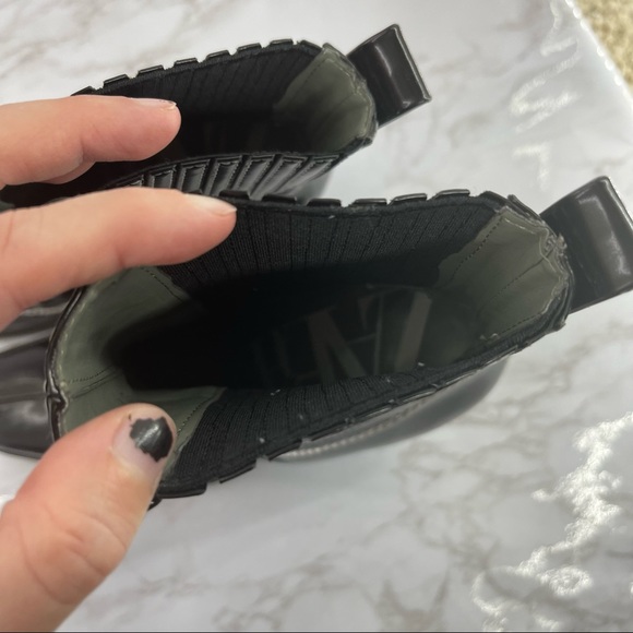 Zara Topstitched Black Patent Leather Western Boots Heeled Square Toe Slip On 5 - Picture 4 of 8